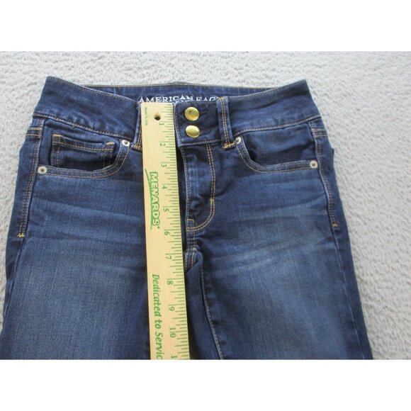 American Eagle Jeans Women's 0 Artist Crop Dark Wash Stretch Blue Pants Denim - Picture 5 of 11